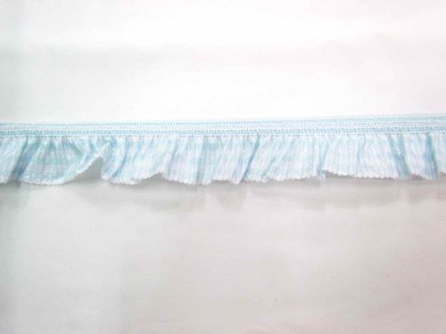 Great value 30mm Elastic Gingham Ruffle Trim- Baby Blue available to order online Australia