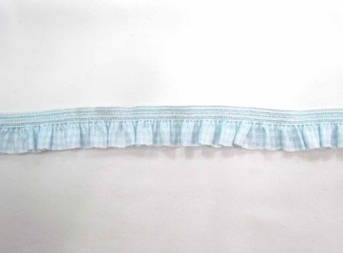 Great value 18mm Elastic Gingham Ruffle Trim- Baby Blue available to order online Australia