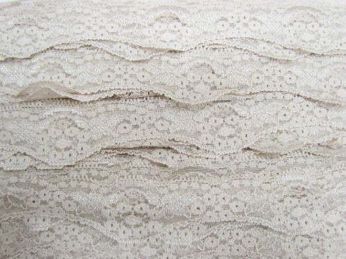 Great value 40mm Wave Edge Stretch Floral Lace Trim- Pearl Beige #273 available to order online Australia