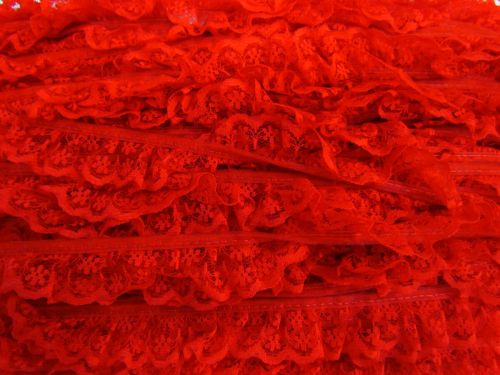 Great value 24mm Penelope Lace Frill Trim- Red #287 available to order online Australia