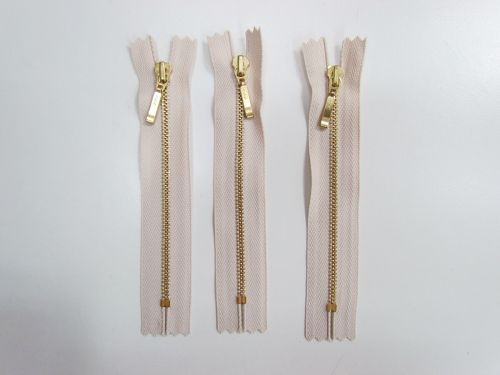 Great value 13cm Gold Metal Zipper- 3pk- Beige Cream available to order online Australia