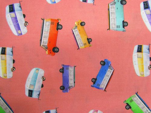 Great value Retro Campers Cotton- Coral Pink #9100G available to order online Australia
