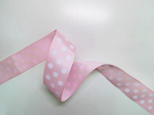 Great value 38mm Polka Dot Grosgrain- LT Pink/White available to order online Australia