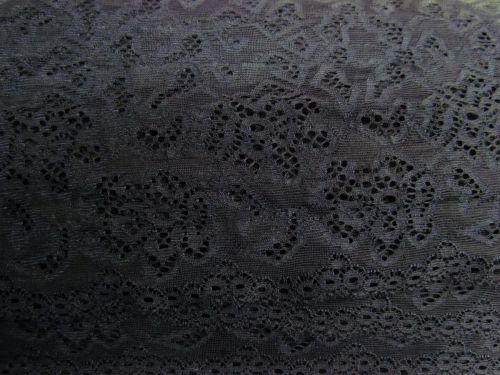 Great value 60mm-75mm Stretch Lace Trim- Floral Black #600 available to order online Australia