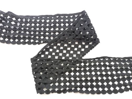 Great value 8.5cm Mod Spot Wide Lace Trim- Black #697 available to order online Australia