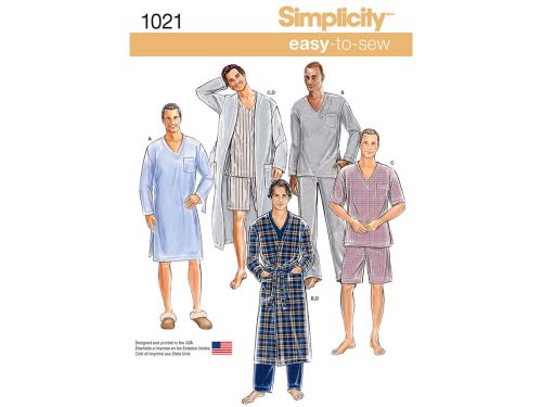 Great value Simplicity Pattern S1021 Men's Classic Pajamas & Robe- Size A (XS-S-M-L-XL) available to order online Australia