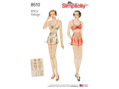 Great value Simplicity Pattern S8510 Miss Vintage Brassiere & Panties- Size D5 (4-6-8-10-12) available to order online Australia