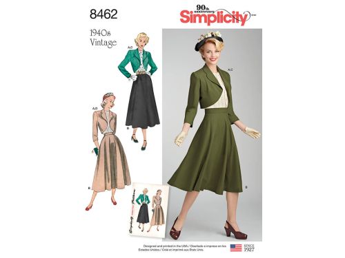Great value Simplicity Pattern S8462 Women’s Vintage Blouse, Skirt and Lined Bolero- Size H5 (6-8-10-12-14) available to order online Australia