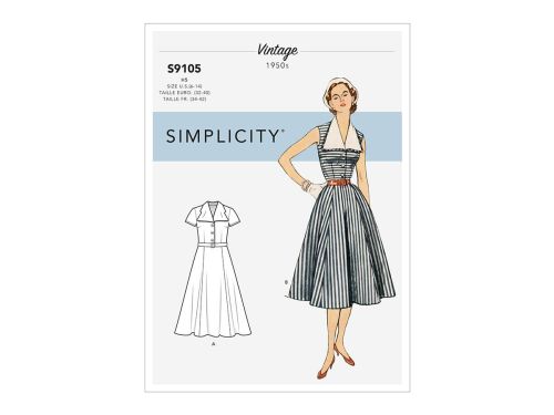 Great value Simplicity Pattern S9105 Misses' Vintage Dress With Detachable Collar- Size H5 (6-8-10-12-14) available to order online Australia