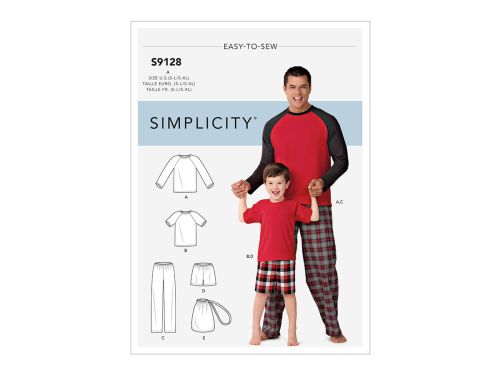 Great value Simplicity Pattern S9128 Men's & Boys Sleepwear- Size A (S - L / S - XL) available to order online Australia