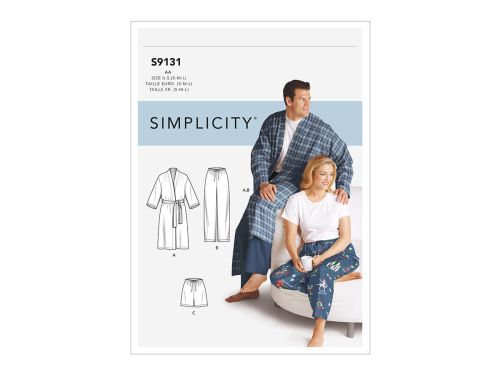 Great value Simplicity Pattern S9131 Unisex Sleepwear- Size AA (S-M-L) available to order online Australia