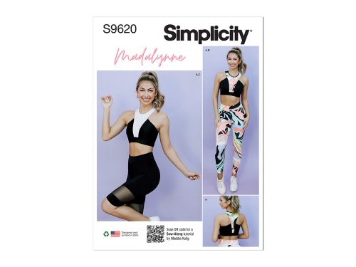 Great value Simplicity Pattern S9620 Misses' and Women's Knit Sports Bra, Leggings and Bike Shorts by Madalynne Intimates- Size AA (XS-S-M-L-XL) available to order online Australia