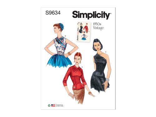 Great value Simplicity Pattern S9634 Misses' Vintage Blouses and Cummerbund- Size H5 (6-8-10-12-14) available to order online Australia