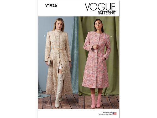 Great value Vogue Pattern V1926 Misses' Coat in Two Lengths with Collar Variations- Size 8-10-12-14-16 available to order online Australia