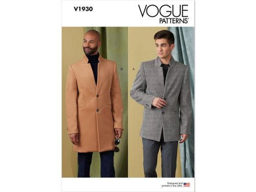 Great value Vogue Pattern V1930 Men's Coat- Size 34-36-38-40 available to order online Australia