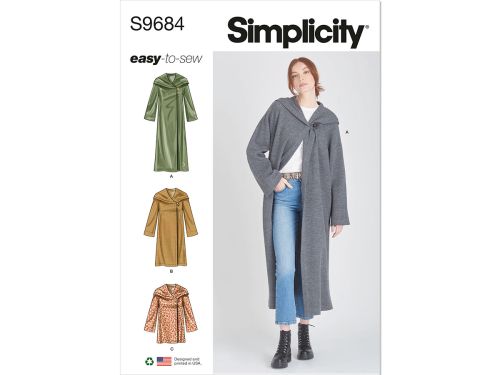 Great value Simplicity Pattern S9684 MISSES' HOODED COATS AND JACKET WITH LENGTH VARIAT- Size H5 (6-8-10-12-14) available to order online Australia