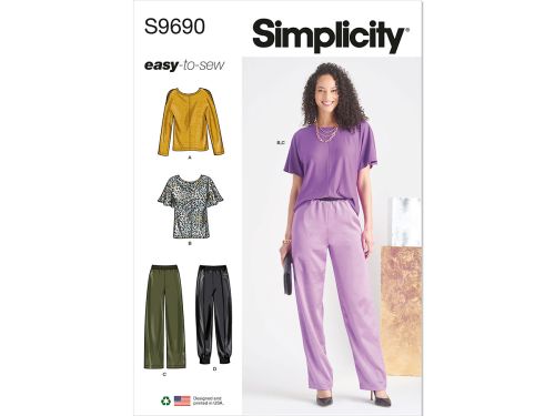 Great value Simplicity Pattern S9690 MISSES' TOPS AND PULL-ON PANTS- Size K5 (8-10-12-14-16) available to order online Australia