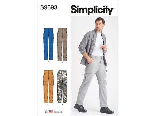 Great value Simplicity Pattern S9693 MEN'S CARGO PANTS- Size AA (34-36-38-40-42) available to order online Australia