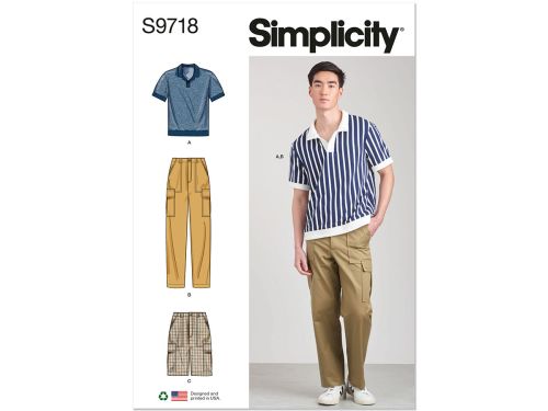 Great value Simplicity Pattern S9718 Men's Knit Top, Cargo Pants and Shorts- Size AA (38-40-42-44-46) available to order online Australia