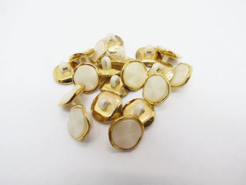 Great value 16mm Button- FB399 Ivory On Gold available to order online Australia