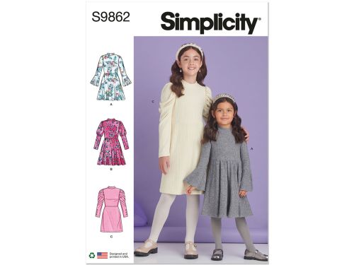 Great value Simplicity Pattern S9862 CHILDREN'S AND GIRLS' KNIT DRESSES- Size HH (3-4-5-6) available to order online Australia