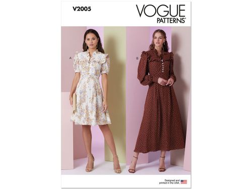 Great value Vogue Pattern V2005 MISSES' DRESS IN TWO LENGTHS WITH SLEEVE VARIATIONS- Size H5(6-8-10-12-14) available to order online Australia