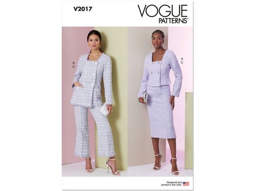 Great value Vogue Pattern V2017 MISSES' JACKET IN TWO LENGTHS, SKIRT AND PANTS- Size B5(8-10-12-14-16) available to order online Australia