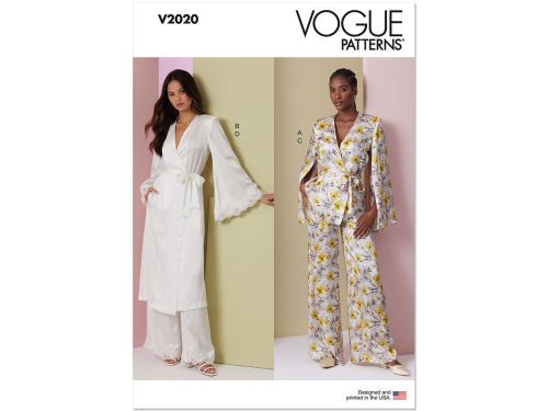 Great value Vogue Pattern V2020 MISSES' LOUNGE TOP, ROBE AND PANTS- Size B5(8-10-12-14-16) available to order online Australia