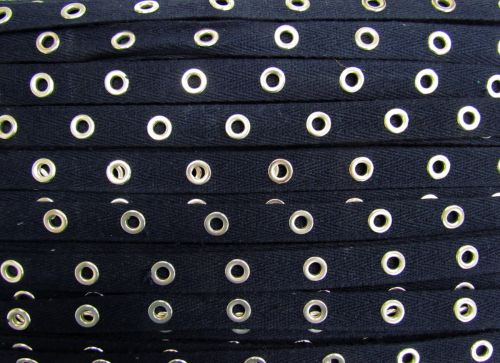 Great value 18m Roll of 16mm Cotton Eyelet Tape- Navy / Silver #437 available to order online Australia