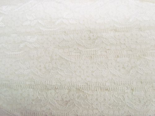 Great value 50m Roll of 35mm Wave Edge Stretch Floral Lace- Cream #T288 available to order online Australia