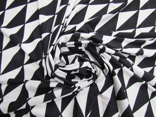 Great value 20m Roll of Chic Geo Lightweight Spandex- Black/White #4897 available to order online Australia