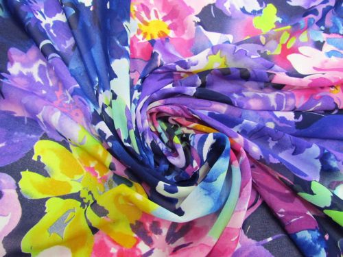 Great value 30m Roll of Violet Tropical Floral Chiffon available to order online Australia