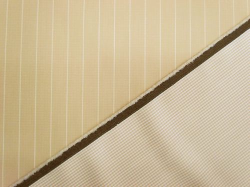 Great value Double Faced Stretch Cotton Blend Suiting- Beige Pinstripe And Mini Check #11897 available to order online Australia