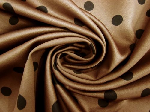 Great value Polly Polka Dot Lustrous Bonded Suiting- Chocolate #11898 available to order online Australia