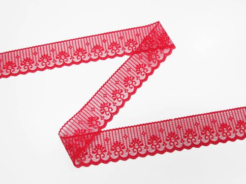 Great value 48mm Sabrina Lace Trim- Lobster Red #T585 available to order online Australia