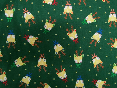 Great value Festive Reindeer Cotton- Green #PW1482 available to order online Australia