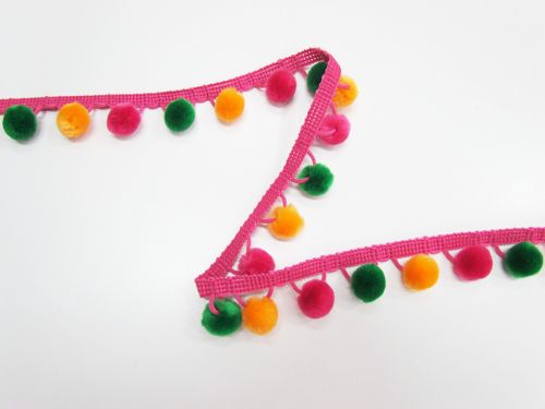 Great value 30mm Carnival Pom Pom Trim- Pink #T611 available to order online Australia