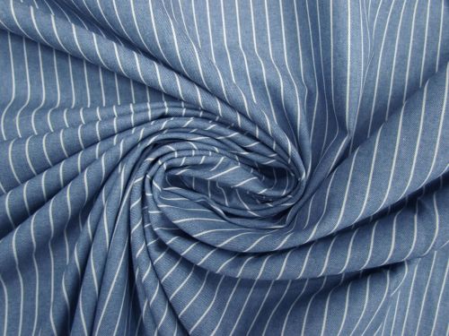 Great value Sunday Stripe Cotton Chambray- Mid Blue #12218 available to order online Australia