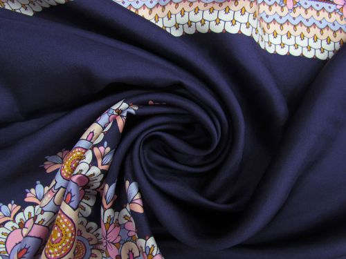 Great value 130cm Panel- Midnight Mandala Silk Twill #12253 available to order online Australia