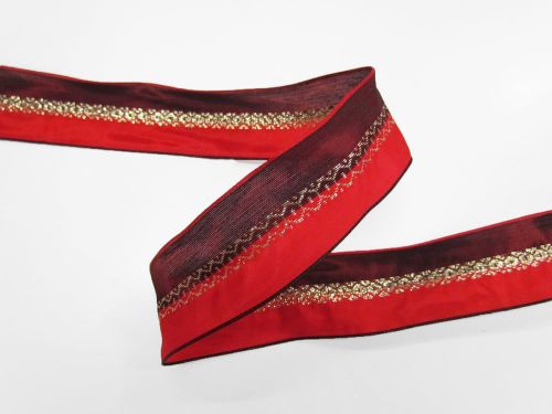 Great value 40mm Gold And Red Wire Edge Ribbon #T638 available to order online Australia