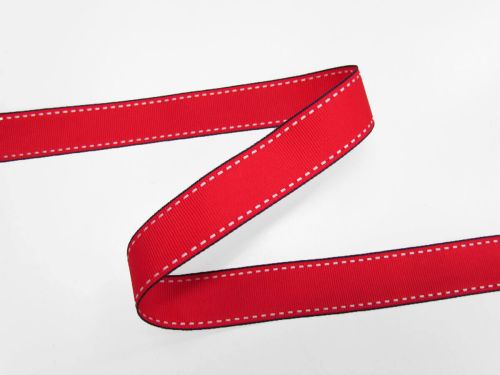 Great value 25mm Red And Navy Stitch Grosgrain Ribbon #T639 available to order online Australia