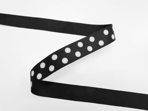 Great value 25mm Spots Ribbon- Black #T659 available to order online Australia