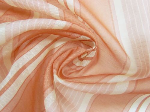 Great value Terracotta Peach Stripe Silk Linen Slub Organza #12529 available to order online Australia