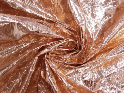 Great value Crinkle Foil Coated Polyester- Copper Rose #12601 available to order online Australia