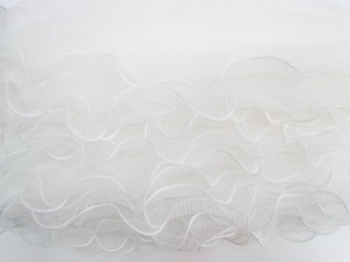 Great value 12cm Three Layer Pleated Tulle Ruffle Trim- White #T678 available to order online Australia