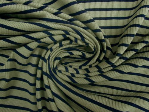 Great value Sydney Stripe 2x2 Cotton Rib Knit- Eucalyptus #12775 available to order online Australia