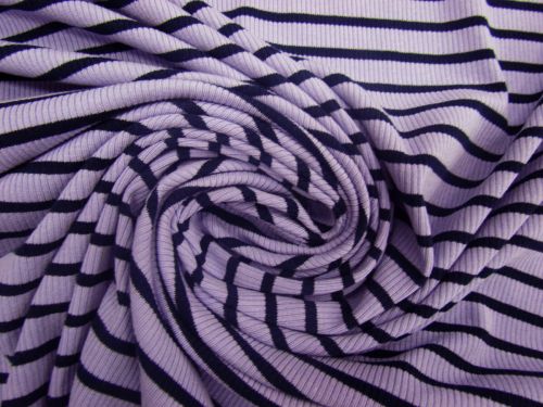 Great value Sydney Stripe 2x2 Cotton Rib Knit- Wisteria #12776 available to order online Australia