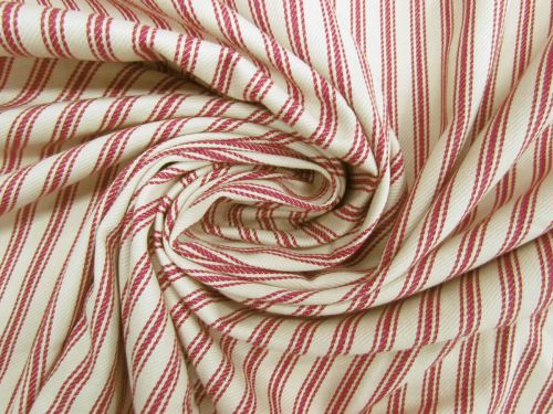 Great value Soft Ticking Stripe Cotton- Strawberry #12833 available to order online Australia