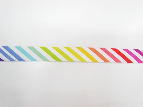Great value 25mm Cotton Bias Binding- 1/8 Stripe- White Rainbow- DVBB2801 available to order online Australia