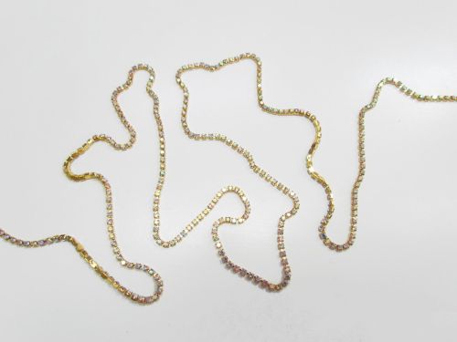 Great value 3mm Diamante Chain- Iridescent Gold #T858 available to order online Australia